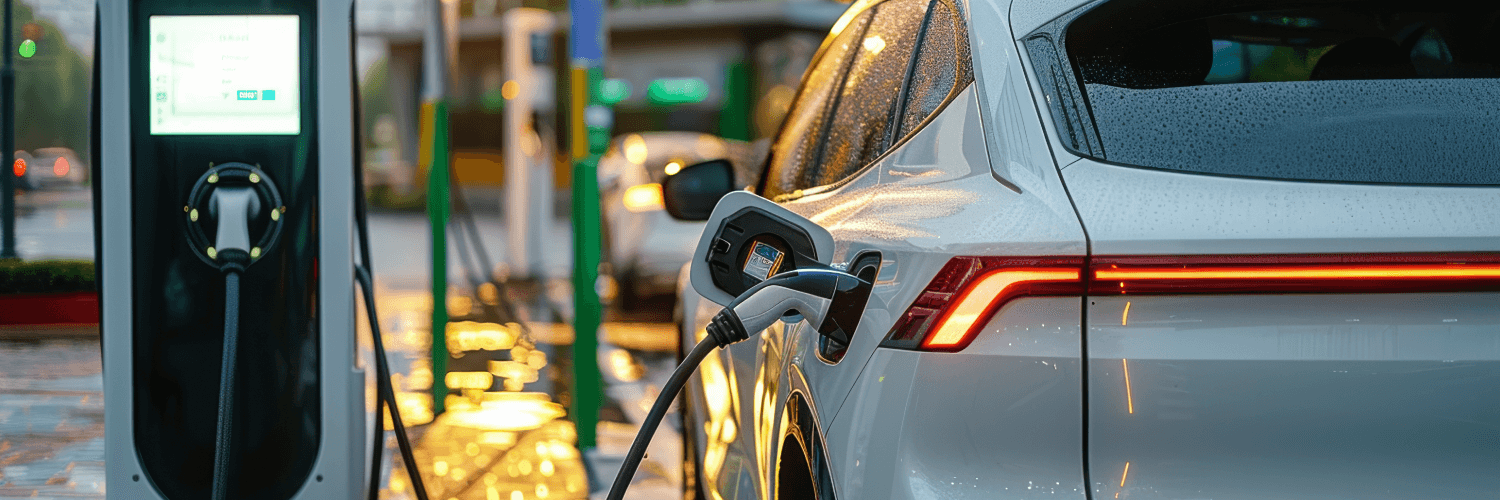 Auto eléctrico cargándose 